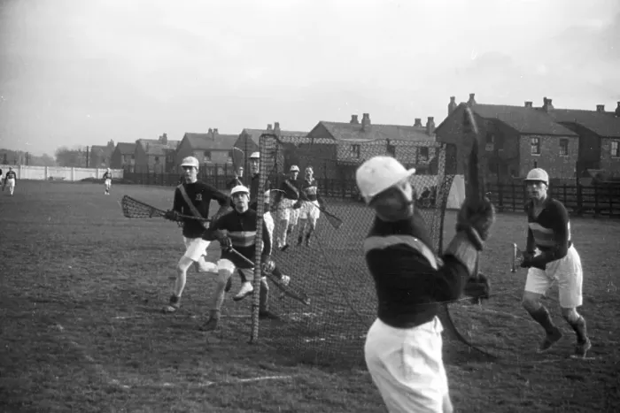 Framed Print : Lacrosse. 19th November 1938: A lacrosse game in Manchester Framed Print : Lacrosse. 19th November 1938: A lacrosse game in Manchester