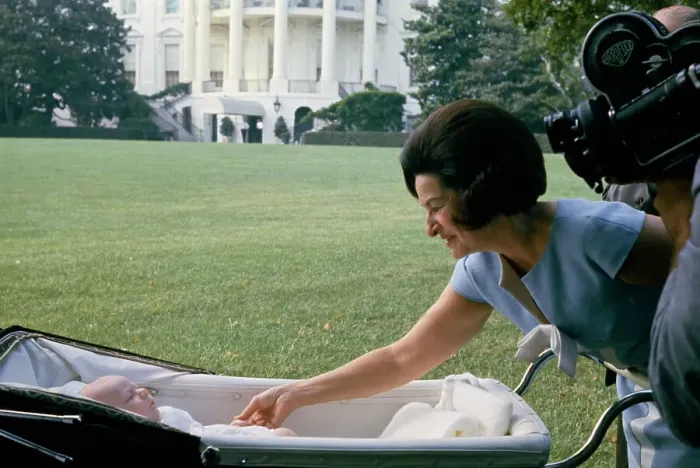 Framed Print : Lady Bird Johnson With Baby Grandson Framed Print : Lady Bird Johnson With Baby Grandson