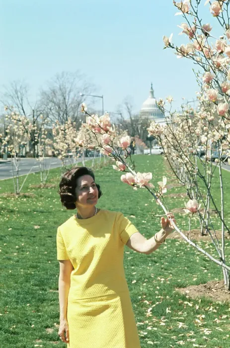 Framed Print : Lady Bird Johnson in White House Garden Framed Print : Lady Bird Johnson in White House Garden