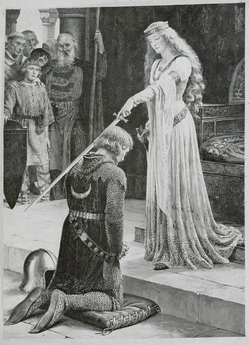 Framed Print : Lady Dubbing a Knight Framed Print : Lady Dubbing a Knight