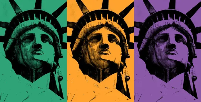 Framed Print : Lady Liberty (triad of secondary colors) Framed Print : Lady Liberty (triad of secondary colors)