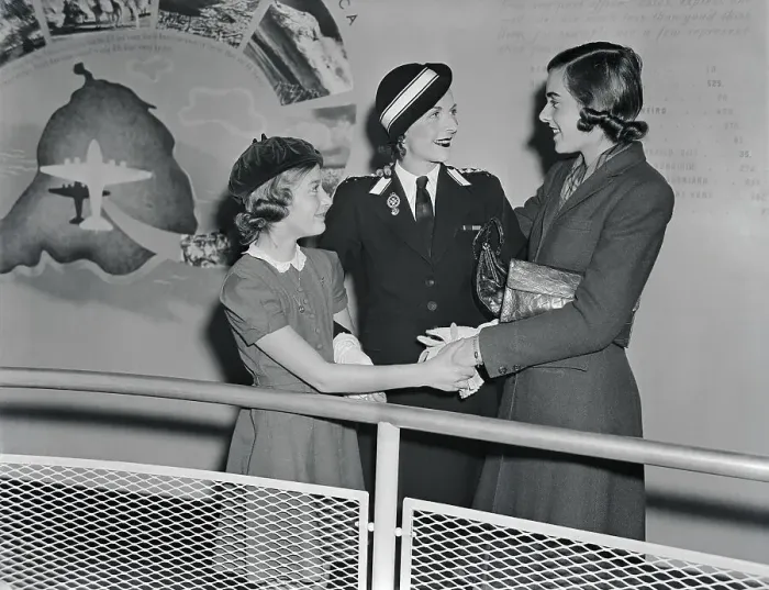 Framed Print : Lady Louis Mountbatten and Two Daughters at LaGuardia Framed Print : Lady Louis Mountbatten and Two Daughters at LaGuardia