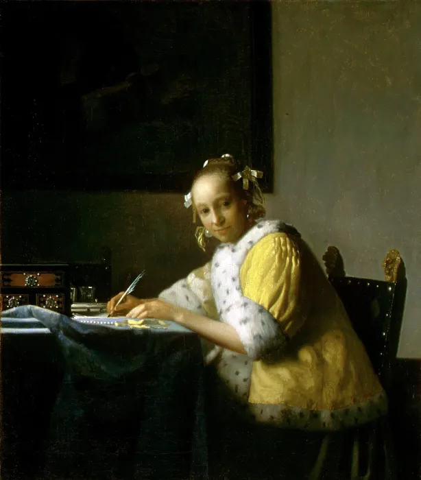 Framed Print : Lady Writing Letter By Vermeer Framed Print : Lady Writing Letter By Vermeer