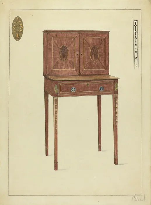 Framed Print : Ladys Writing Cabinet Framed Print : Ladys Writing Cabinet