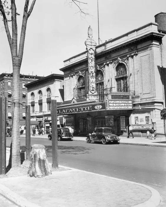Framed Print : Lafayette Theater with Tree of Hope Stump Framed Print : Lafayette Theater with Tree of Hope Stump