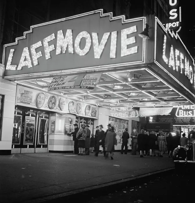 Framed Print : Laffmovie. The Laff Movie theatre on West 42nd Street, New York City, circa 1943 Framed Print : Laffmovie. The Laff Movie theatre on West 42nd Street, New York City, circa 1943