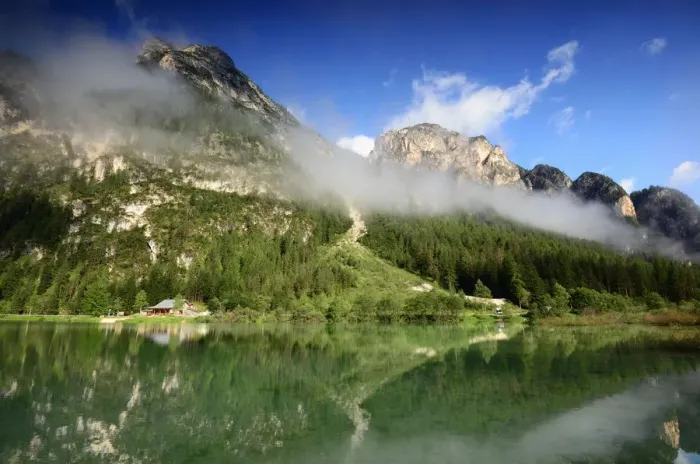 Framed Print : Lago di Braies, Dolomites Framed Print : Lago di Braies, Dolomites