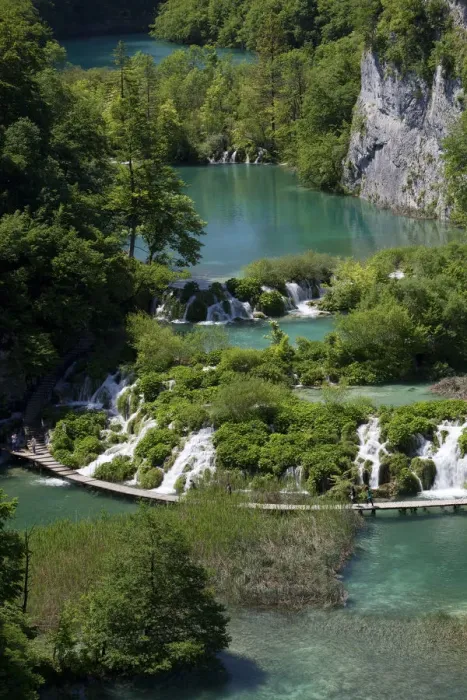 Framed Print : Lake with boardwalk, Plitvice Lakes National Park, UNESCO World Heritage Site, Croatia, Europe