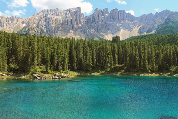 Framed Print : Lake Carezza and Latemar mountain