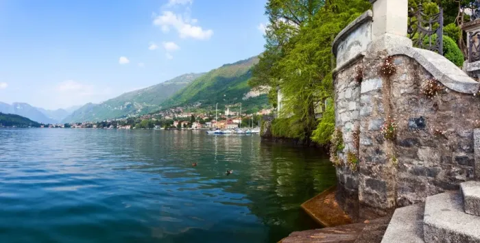 Framed Print : Lake Como. Panoramic view along the shores of Lake Como at the town of Tremezzo, Italy Framed Print : Lake Como. Panoramic view along the shores of Lake Como at the town of Tremezzo, Italy