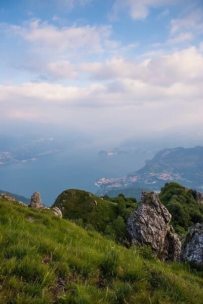 Lake como view from Pizzo Coppa on mountain Grona