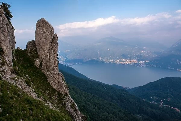 Lake como view from Pizzo Coppa on mountain Grona