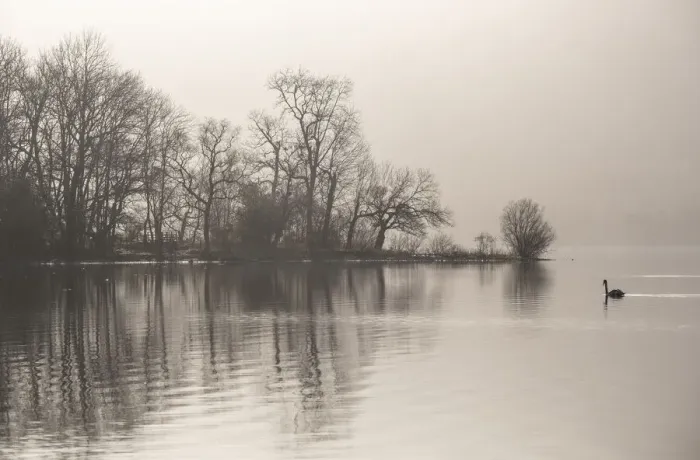 Framed Print : Lake District misty view, England