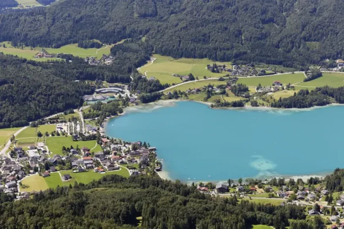 Framed Print : Lake Fuschl and Fuschl am See, view from the Frauenkopf, Salzkammergut, Salzburg state, Salzburg State, Austria