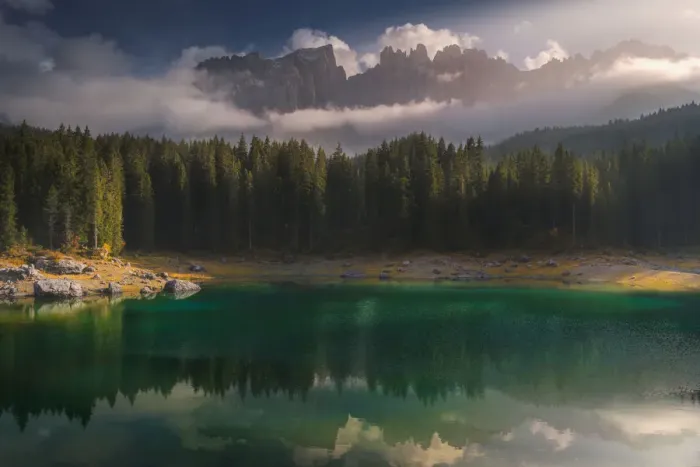 Framed Print : Lake Karersee with reflection Framed Print : Lake Karersee with reflection