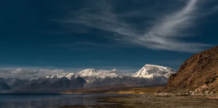 Framed Print : Lake Manosarovar with Himalayas background Framed Print : Lake Manosarovar with Himalayas background