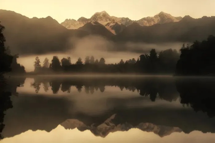 Framed Print : Lake Matheson and Southern Alps Framed Print : Lake Matheson and Southern Alps
