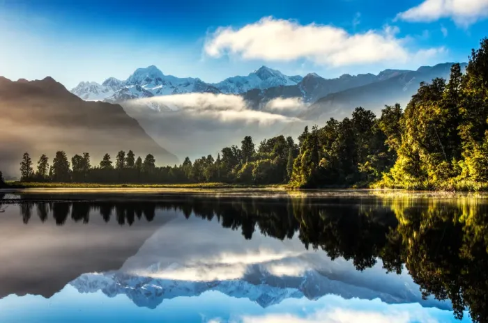 Framed Print : Lake Matheson at sunrise Framed Print : Lake Matheson at sunrise