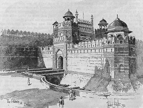Lal Quila. The Lal Quila or Red Fort on the banks of Jamuna, in Delhi, India, circa 1900
