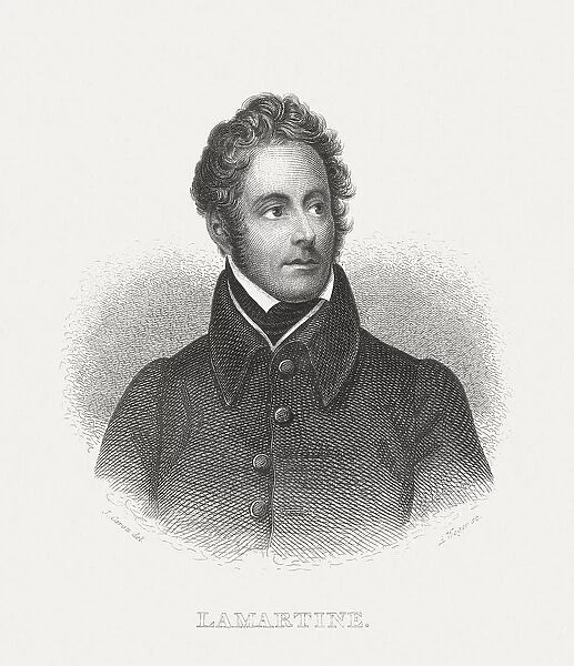 Lamartine (1790-1869), French poet, steel engraving, published in 1868