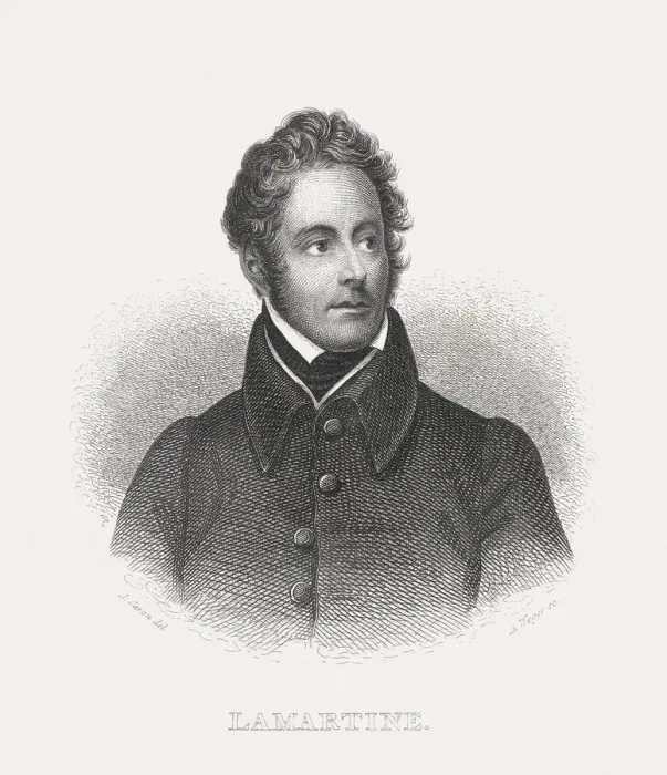 Framed Print : Lamartine (1790-1869), French poet, steel engraving, published in 1868