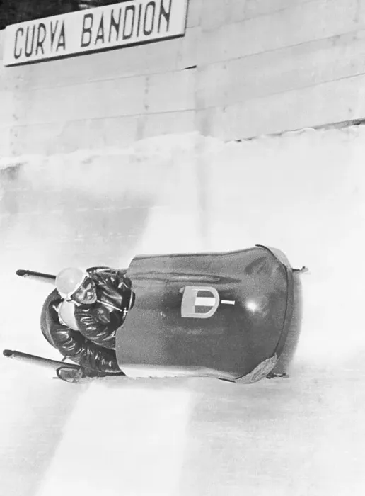Framed Print : Lamberto Dalla Costa During Olympic Bobsled Race Framed Print : Lamberto Dalla Costa During Olympic Bobsled Race