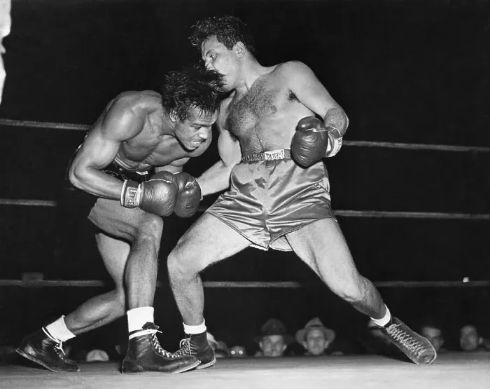 Framed Print : Lamotta Scores Knockout Framed Print : Lamotta Scores Knockout