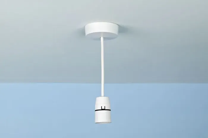 Framed Print : Lamp holder suspended from the ceiling Framed Print : Lamp holder suspended from the ceiling