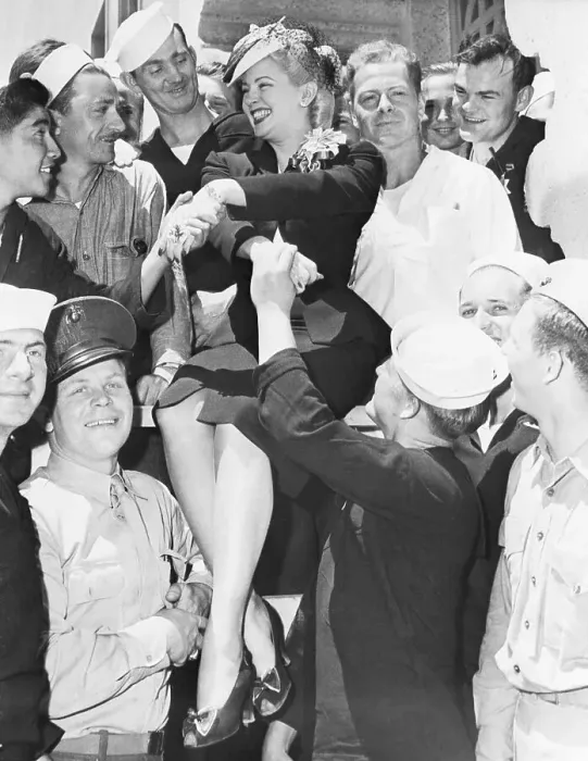 Framed Print : Lana Turner Visiting Naval Base Framed Print : Lana Turner Visiting Naval Base