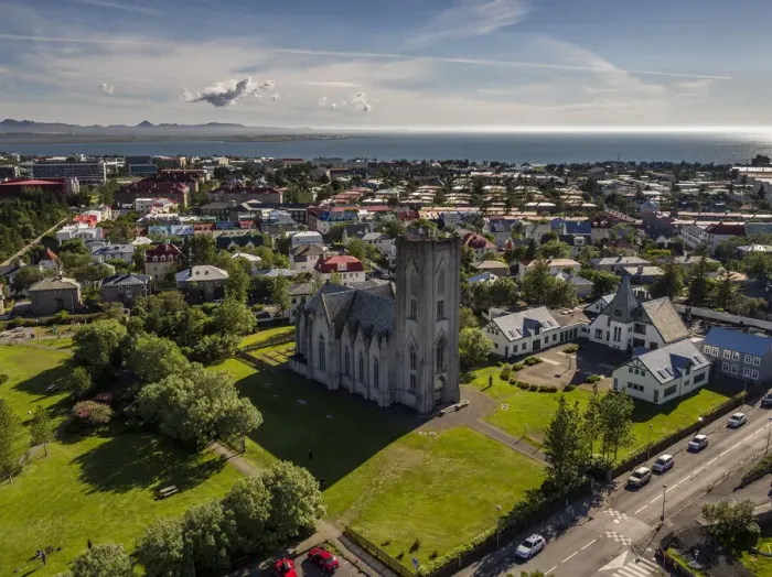 Framed Print : Landakot Church and Neighborhood, Reykjavik