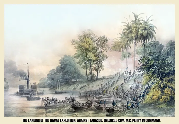 Framed Print : The landing, of the naval expedition, against Tabasco Framed Print : The landing, of the naval expedition, against Tabasco