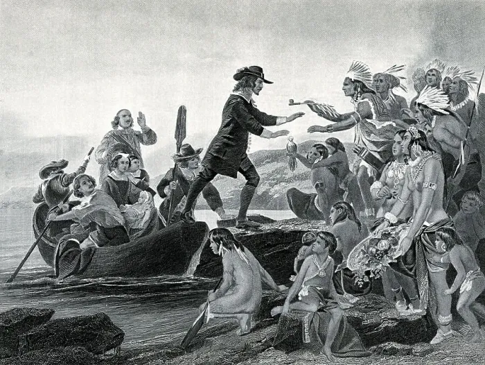 Framed Print : Landing Of Roger Williams after Alonzo Chappel Framed Print : Landing Of Roger Williams after Alonzo Chappel