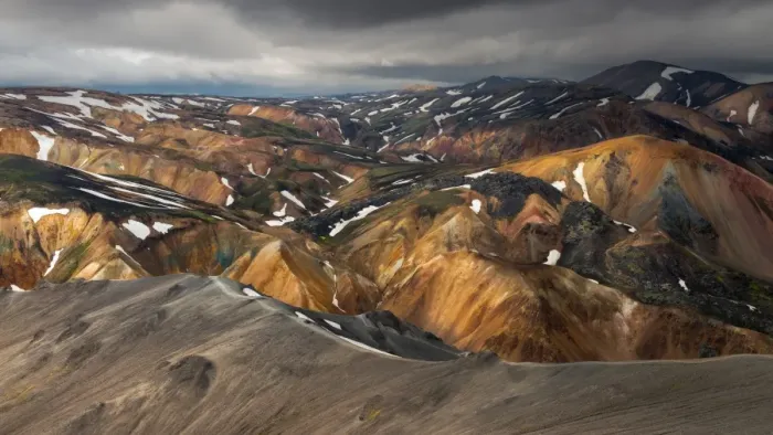 Framed Print : Landmannalaugar landscape from top