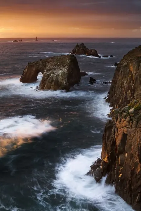 Framed Print : Lands End in golden evening light, Cornwall, England Framed Print : Lands End in golden evening light, Cornwall, England