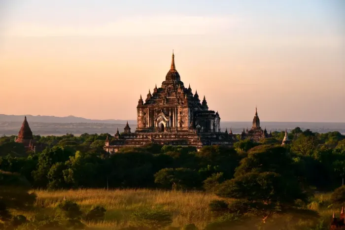 Framed Print : Landscape buddhist pagoda at sunset Bagan Myanmar Framed Print : Landscape buddhist pagoda at sunset Bagan Myanmar