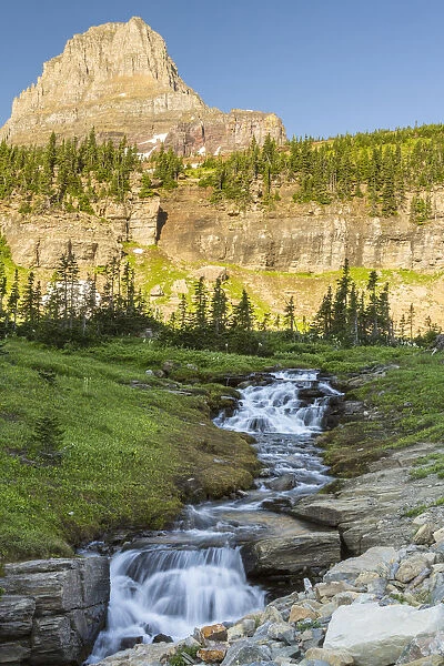 Landscape with Clements Peak and Logan Creek, Glacier National Park, Montana, USA