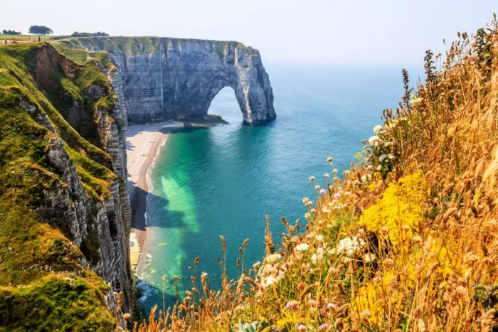 Framed Print : Landscape of Etretat and English Channel Framed Print : Landscape of Etretat and English Channel
