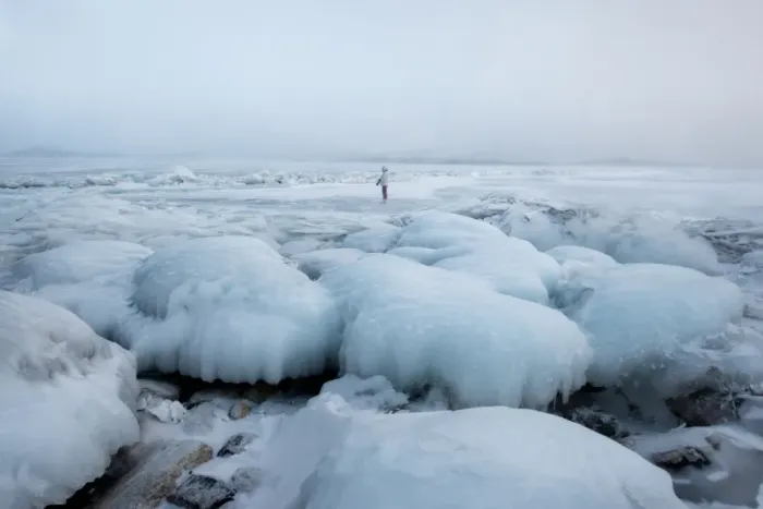 Framed Print : Landscape of frozen Baikal lake Framed Print : Landscape of frozen Baikal lake