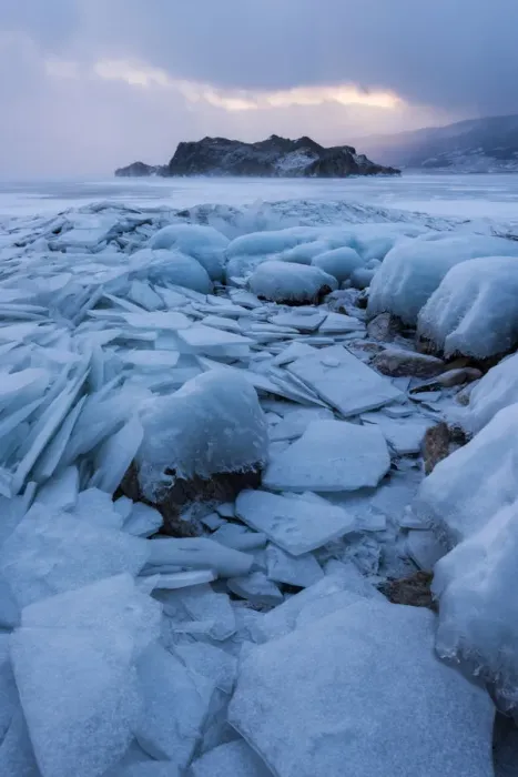 Framed Print : Landscape of frozen Baikal lake