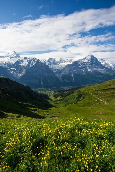 Framed Print : Landscape of the Grindelwald-First hiking route Framed Print : Landscape of the Grindelwald-First hiking route