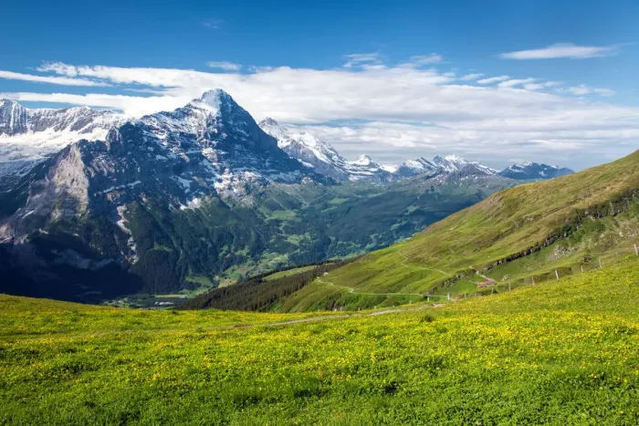 Framed Print : Landscape of the Grindelwald-First hiking route
