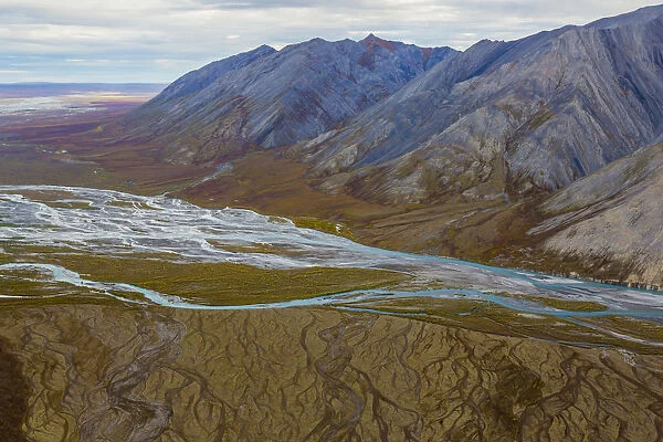 Landscape with Ivishak River and Brooks Range in Arctic National Wildlife Refuge, Alaska, USA