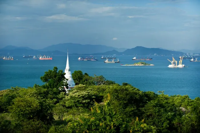 Framed Print : Landscape of Ko Sichang from Khao noi view point