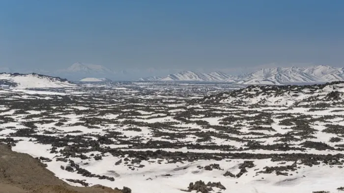 Framed Print : landscape of Lava field covered with snow in East Turkey Framed Print : landscape of Lava field covered with snow in East Turkey