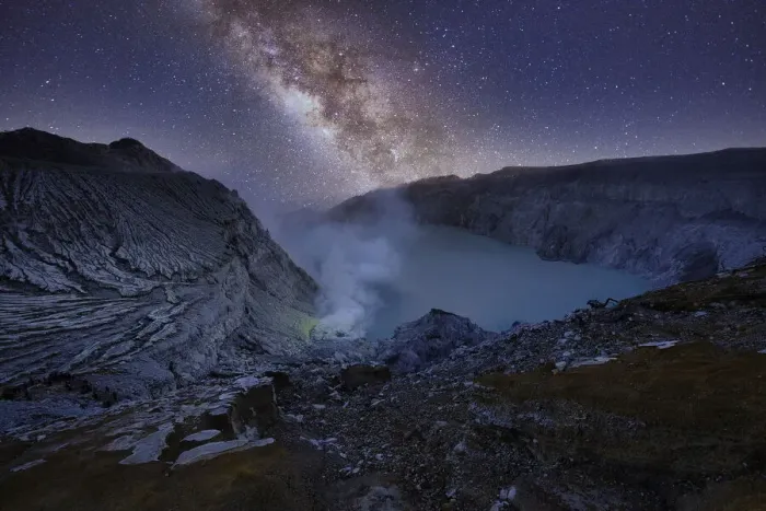 Framed Print : Landscape of Milky Way over Kawah Ijen volcano mountain, Indonesia Framed Print : Landscape of Milky Way over Kawah Ijen volcano mountain, Indonesia