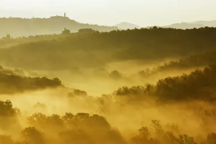 Framed Print : Landscape in the morning fog, San Quirico, Val dOrcia, Tuscany, Italy, Europe Framed Print : Landscape in the morning fog, San Quirico, Val dOrcia, Tuscany, Italy, Europe