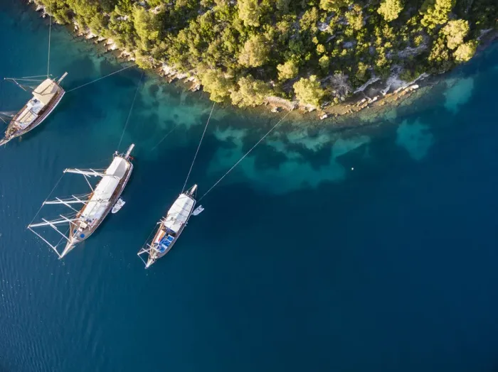 Framed Print : Landscape, Nature, adriatic sea, aerial view, boat, croatia, drone point of view