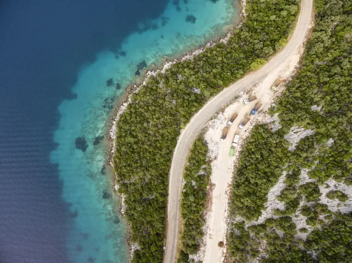 Framed Print : Landscape, Nature, adriatic sea, aerial view, croatia, drone point of view, forest