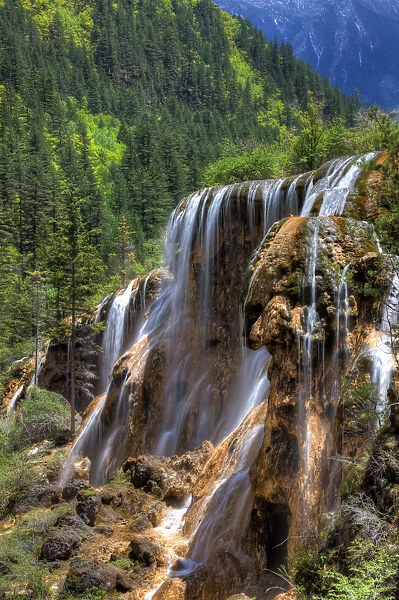 Landscape of Pearl Shoal waterfall at Jiuzhaigou, Sichuan, China