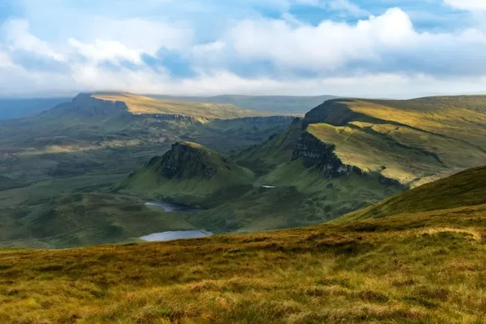 Framed Print : Landscape of Quiraings trekking route, Isle of Skye Framed Print : Landscape of Quiraings trekking route, Isle of Skye